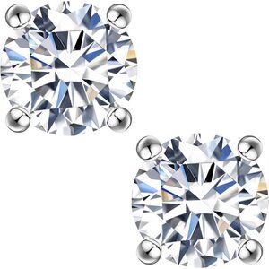Moissanite Stud Earrings, 0.6ct-2ct DF Color Brilliant Round Cut Lab Created Moi